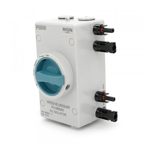 Ручний вимикач Risin, 1000V, 32A, 2St, IP66, вхід ліво-право, Grey