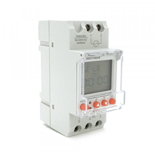Реле часу Sinotimer TM920BK, на DIN-рейку, LCD, програмований, змінна батарея, 30А, 85-265V, 87х65х36 мм
