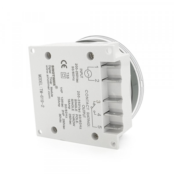 Таймер тижневий Sinotimer TM619-2, програмований, 16А, 200-250V, 60х60х30 мм