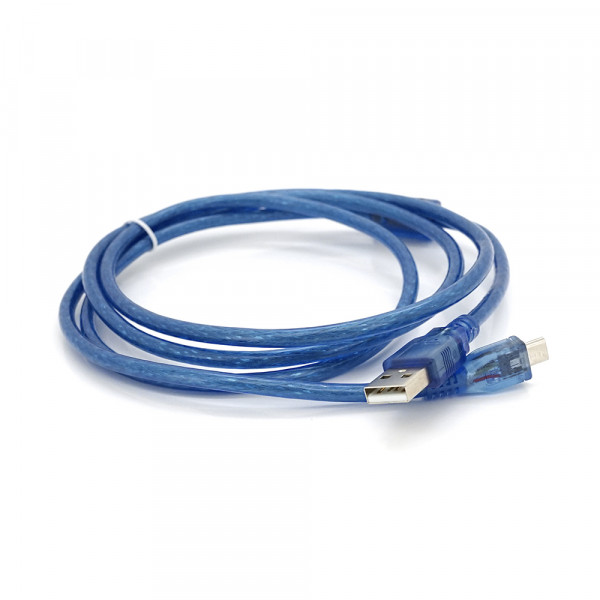 Кабель USB 2.0 (AM / Місго 5 pin) 1,5м, прозорий синій, Пакет