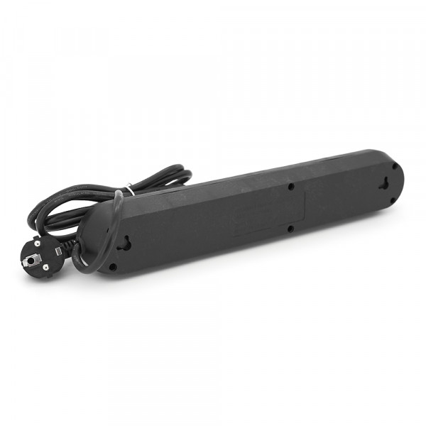 Мережевий фільтр F05U, 5 розеток EU + 3 USB, 1.5 м, перетин 3х0, 75мм, 2500W, Black, Box