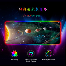 Килимок 300*800 для миші "Solar system in star dust" тканинний з боковою прошивкою, товщина 3 мм, RGB підсвічування, живлення USB 1,8 м, Color Box