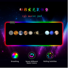 Килимок 300*800 для миші "Planets marbles" тканинний з боковою прошивкою, товщина 3 мм, RGB підсвічування, живлення USB 1,8 м, Color Box