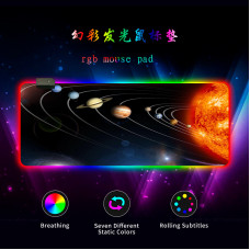 Килимок 300*800 для миші "Solar system" тканинний з боковою прошивкою, товщина 3 мм, RGB підсвічування, живлення USB 1,8 м, Color Box