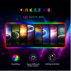 Килимок 300*800 для миші "Planets" тканинний з боковою прошивкою, товщина 3 мм, RGB підсвічування, живлення USB 1,8 м, Color Box