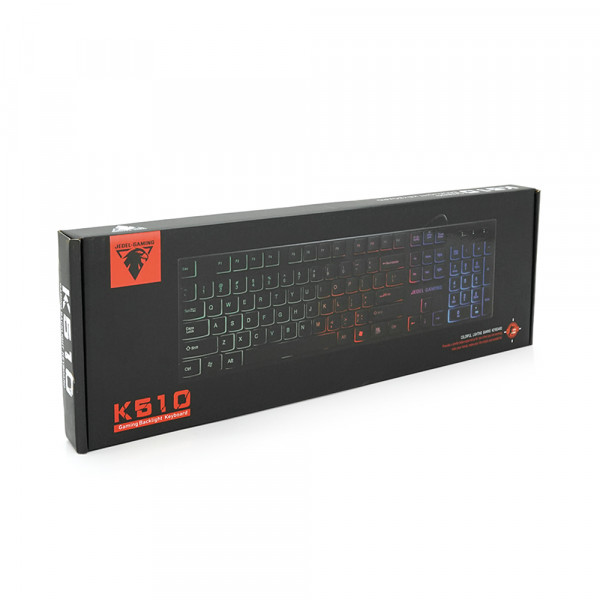 Клавиатура с подсветкой USB JEDEL K510, длина кабеля 170см, (Eng), (483х188х35 мм) Black, 104к, Q20