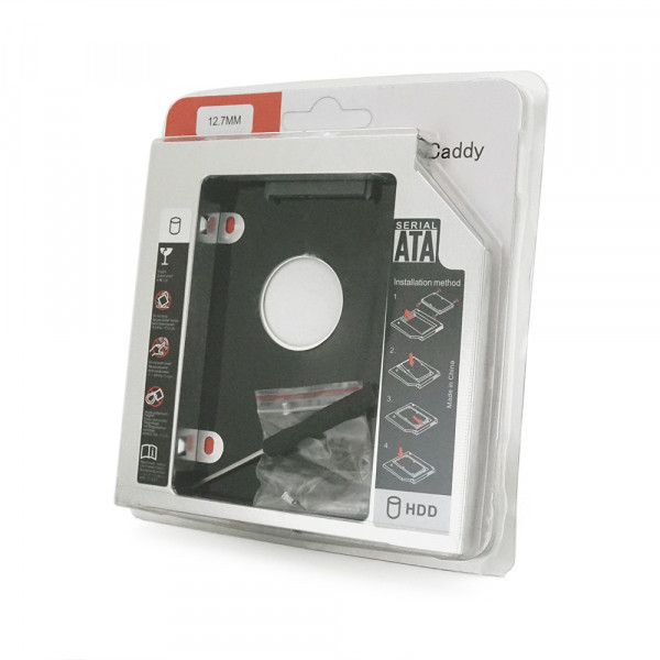Адаптер підключення HDD 2.5 '' 12.7 mm в відсік приводу ноутбука SATA / mSATA (HDC-25), корпус aluminum+plastic, Blister, Q100