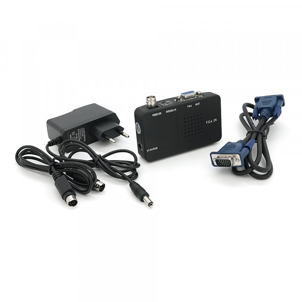 Конвертер VGA to BNC, IN-BNC (тато) на OUT-VGA(мама), Black, Пакет Q25