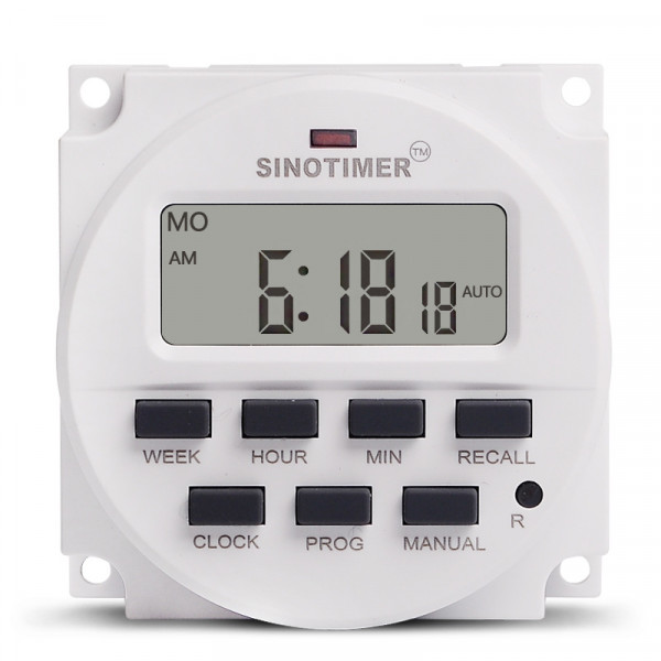 Таймер тижневий Sinotimer TM618H-2, програмований, 16А, 220V, 60х60х30 мм