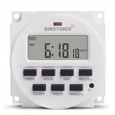 Таймер тижневий Sinotimer TM618N-4, програмований, 16А, 12V, 60х60х30 мм