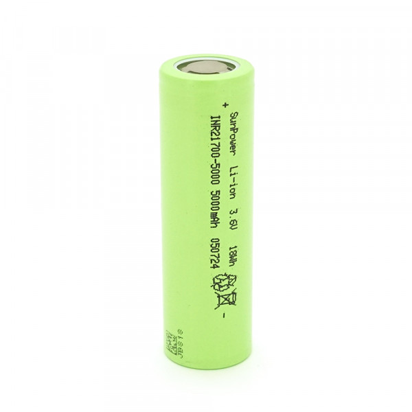 Акумулятор 21700 Li-Ion SUNPOWER 5000mAh, 20A, 4.2/3.6/2.5V, Green