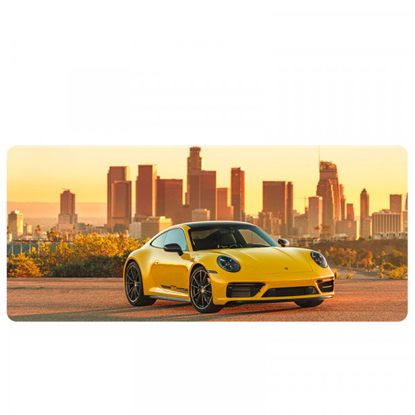 Килимок 300*800 тканинний Porsche 911 з боковою прошивкою, товщина 3 мм, Yellow, Пакет