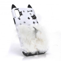 Накладка Кіт пухнастий хвіст (смарт кільце) iPhone 6/6s white