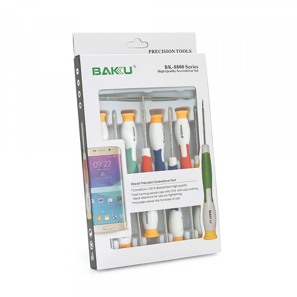 Набір інструментів BAKKU BK-8800 (8 викруток, пінцет вигнутий і прямий), Blister-box