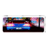 Килимок 300*800 тканинний Nissan GT-R 34 з боковою прошивкою, товщина 3 мм, Blue, Пакет
