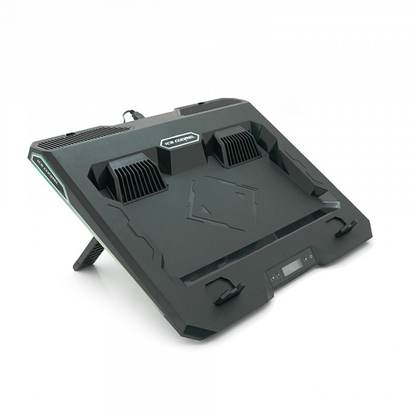 Підставка під ноутбук IceCoorel A3, 10-15.6", 2*60мм 2800±10% RPM, корпус пластик, 2xUSB2.0 + LCD + speed controllers, 400x350x45mm, Black, Box, Q10
