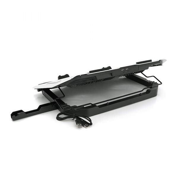 Підставка для ноутбука IceCoorel N9, 10-18", 2*125mm 1400±10% RPM, корпус пластик+алюміній, 2xUSB 2.0 + LCD display, 461x298x52mm, Silver, Box, Q8