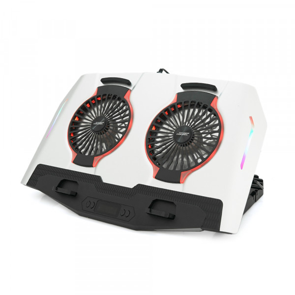 Підставка для ноутбука IceCoorel N9, 10-18", 2*125mm 1400±10% RPM, корпус пластик+алюміній, 2xUSB 2.0 + LCD display, 461x298x52mm, Silver, Box, Q8