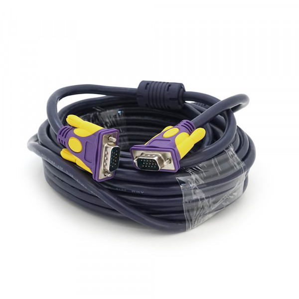 Кабель Merlion VGA 3 + 4 with shielding, 10m, male to male (тато-тато), 2 фериту, purple, Пакет Q50