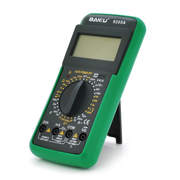 Мультиметр BAKKU BK-9205A Вимірювання: V DC, V AC, A DC, A AC, Ω, C, hFE, діод, транзистор
