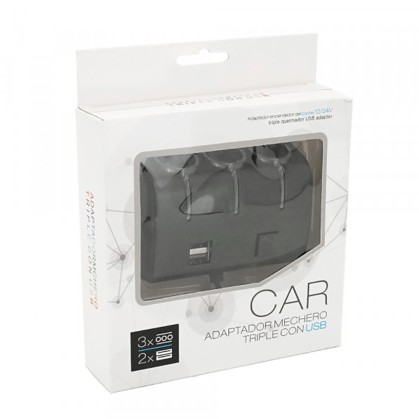 АЗП розгалужувач WEIFENG, 12V-3 * 12V + 2 * USB, Black, Blister
