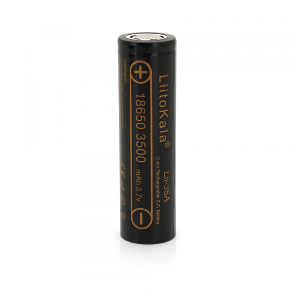 Акумулятор 18650 Li-Ion LiitoKala Lii-35A, 3500mah (3550-3650mah, 3.7V (2.75-4.2V), Black, PVC BOX Q2,  цiна за 1 шт