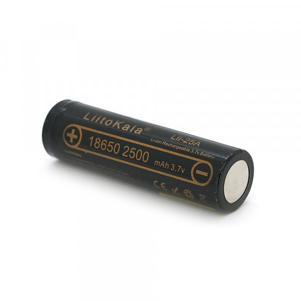 Акумулятор 18650 Li-Ion LiitoKala Lii-25A, 2500mah (2450-2650mah), 3.7V (2.75-4.2V), Black, PVC BOX Q2,  цiна за 1 шт