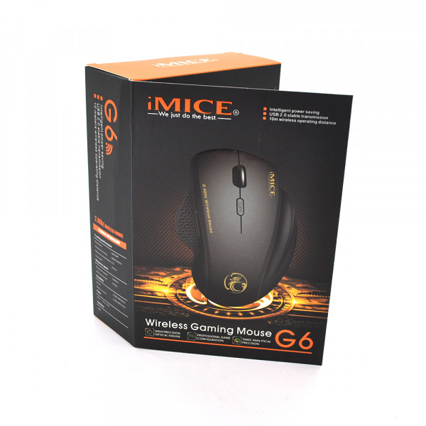 Миша бездротова iMICE G6, 6 кнопок, 800/1200/1600 DPI, 2.4Ghz 10м, Windows xp/Vista/Win7/8/10 Mac OS X, 1*AA, Red, COLOR BOX, Q60