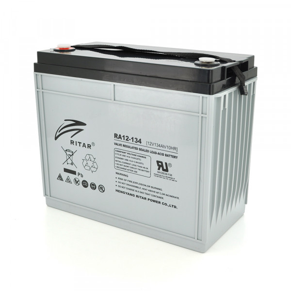 Акумуляторна батарея AGM RITAR RA12-134, Gray Case, 12V 134.0Ah ( 340 x 173 x 287 ) Q1