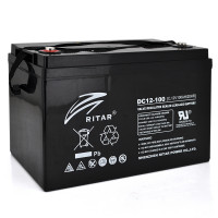 Акумуляторна батарея CARBON RITAR DC12-100C, Black Case, 12V 100.0Ah, 2000-5000 циклів, до 15 років термін служби (355*250*260), 29 kg  Q1