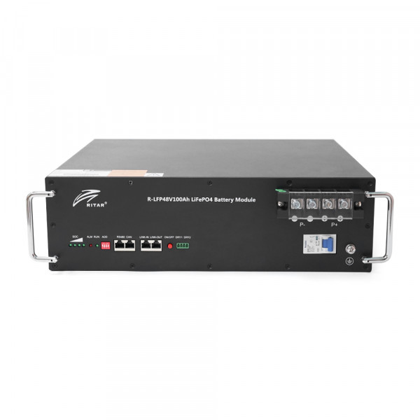 Акумуляторна батарея Ritar LiFePO4 48V 100Ah 4800Wh BMS100@15S  для монтажу у стійку ( 442 x450 х 175 ) Q1