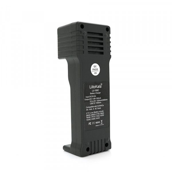 ЗУ універсальне Liitokala Lii-100C, 1 канал, LED дисплей, USB, підтримує 3.7V/3.8V Lion/3.2V Li-Fe/1.2V NIHM/21700/18650/16340/AAA/AA/SC/S