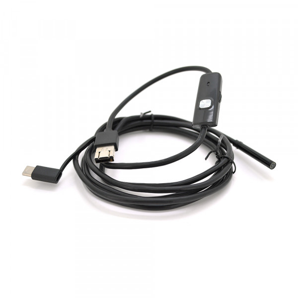 Універсальний ендоскоп 3в1 (USB/MicroUSB/Type-C) для смартфона/ПК, камера 5.5мм, жорсткий кабель 2м, з LED-підсвічуванням, IP67
