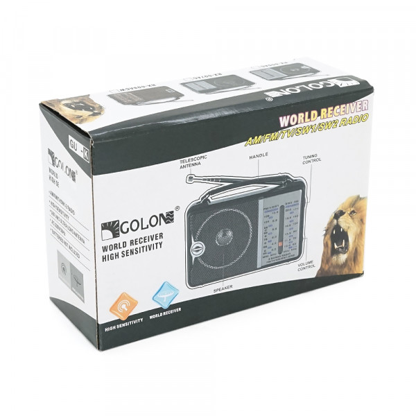 Радіоприймач GOLON RX-606AC, LED, 2x3W, FM радіо, корпус пластмас, Black, BOX