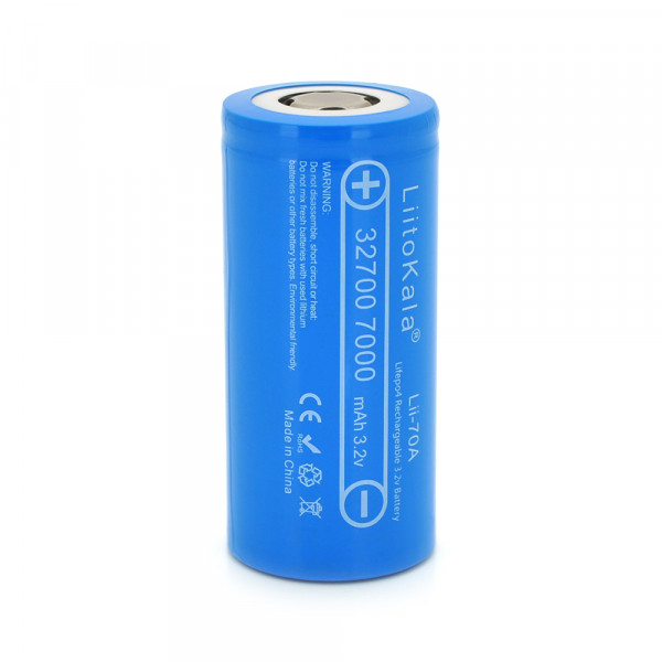 Акумулятор 32700 LiFePO4 LiitoKala Lii-70A, 7000mAh (6500-7000mAh, 30A, 3.2V (2.5-3.65V), Blue, PVC