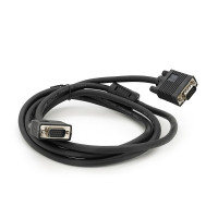Кабель Merlion VGA 2m, male to male (тато-тато), 1 ферит, чорний, Пакет Q100