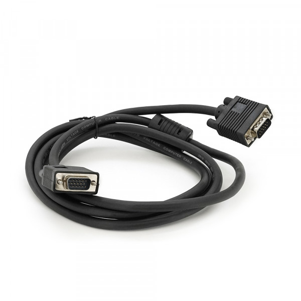 Кабель Merlion VGA 2m, male to male (тато-тато), 1 ферит, чорний, Пакет Q100