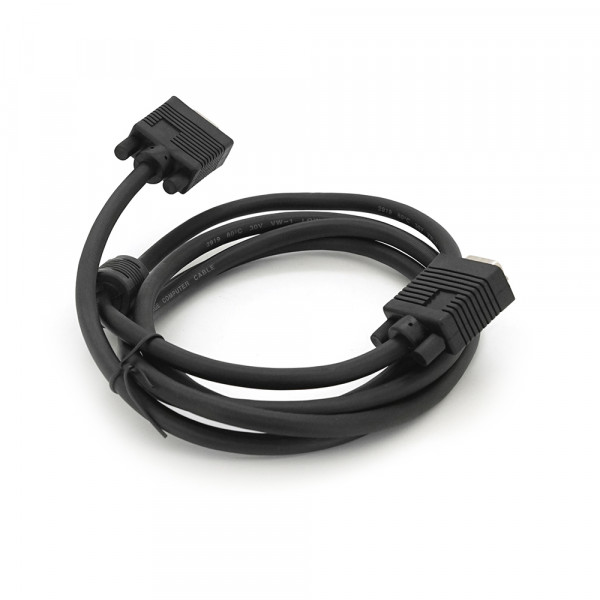 Кабель Merlion VGA 2m, male to male (тато-тато), 1 ферит, чорний, Пакет Q100