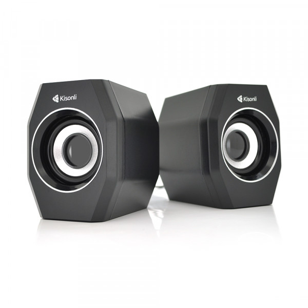 Колонки 2.0 Kisonli A-101S для ПК і ноутбука, USB + 3.5mm, 2x3.5W, 20Hz- 20KHz, Black, BOX, Q80