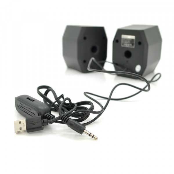 Колонки 2.0 Kisonli A-101S для ПК і ноутбука, USB + 3.5mm, 2x3.5W, 20Hz- 20KHz, Black, BOX, Q80