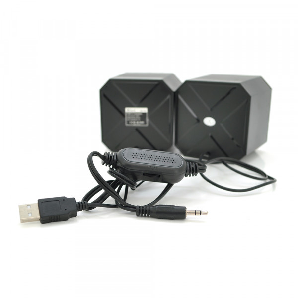 Колонки 2.0 Kisonli KS-02, для ПК і ноутбука, USB + 3.5mm, 2x3W, 20Hz- 20KHz, Black, BOX, Q50