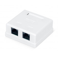Розетка RITAR UTP 8P8C RJ45 2 порт Cat-6, накладна біла Q400