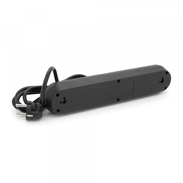Мережевий фільтр F04U, 4 розетки EU + 3 USB, 1.5 м, перетин 3х0, 75мм, 2500W, Black, Box