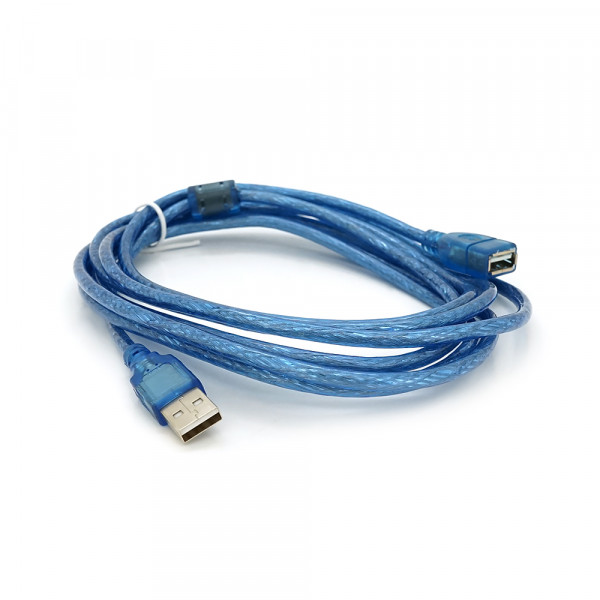 Подовжувач USB 2.0 AM / AF, 3.0m, 1 ферит, прозорий синій Q150