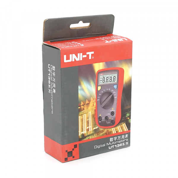 Мультиметр UNI-T UT136A Вимірювання: V (AC/DC), A (AC/DC), Ω, Hz, DUTY. Функції: Data Hold, продзвонювання, тест діодів, автовимкнення.