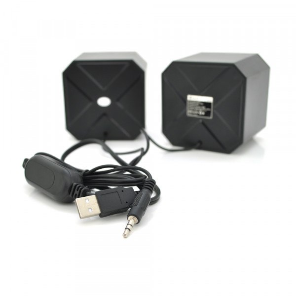 Колонки 2.0 Kisonli L-5050 для ПК і ноутбука, USB + 3.5mm, 2x3W, 20Hz- 20KHz, з підсвічуванням, Black, BOX, Q50
