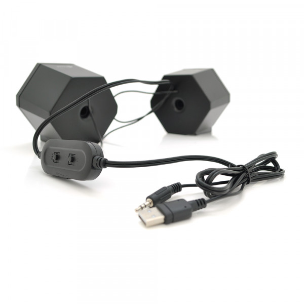 Колонки 2.0 Kisonli L-6060 для ПК і ноутбука, USB + 3.5mm, 2x3W, 20Hz- 20KHz, з підсвічуванням RGB, Black, BOX, Q24