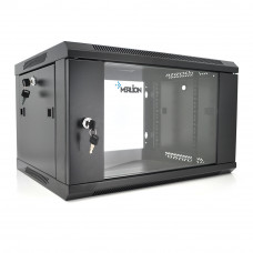 Шафа  Merlion 6U, 600*450*367 (Ш*Г*В) мм  загартоване скло, чорна. сталь 1,2мм з замком