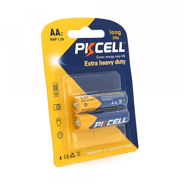 Батарейка сольова PKCELL 1.5V AA/R6, 2 штуки у блістері ціна за блістер, Q12