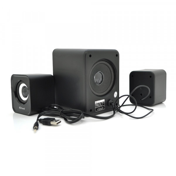 Колонки 2.1 Kisonli U-2900, для ПК і ноутбука, USB + 3.5mm, 5W + 2x3W, 20Hz- 20KHz, з сабвуфером, Black, BOX, Q40